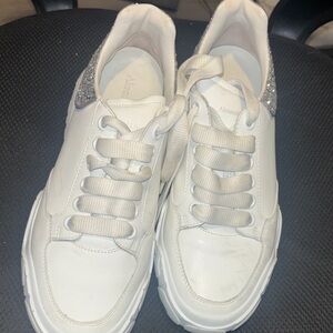 Alexander McQueen White Sneakers with Silver Detail